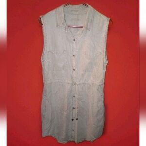 Max Jeans Gray Sleeveless Button Up Dress Large 100% Tencel